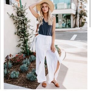 Easy breezy pocketed side slit pants